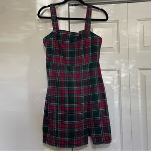 Copper Key Red Green Tartan Jumper Pinafore Dress Holiday Size Junior Small,NWOT